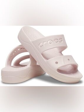 CROCS Barely Pink Platform Slides - 9